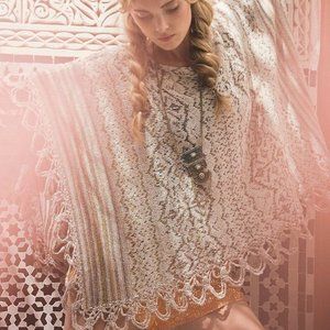 Free People Casablanca Ivory Wool Blend Poncho Sweater